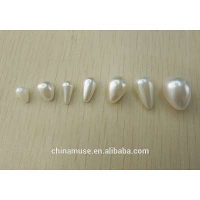 Tear drop Half Round Flatback Shape ABS Imitation Loose Pearl beads with one hole in diferent 9 sizes