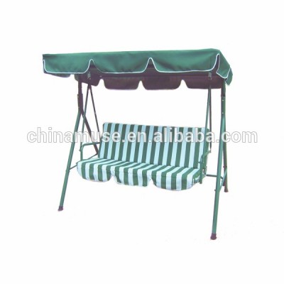 Modern Garden Furniture Metal 3 seaters A-shaped Hanging Swing Chair with Patio Tent in Green color