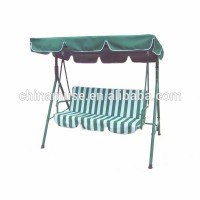 Modern Garden Furniture Metal 3 seaters A-shaped Hanging Swing Chair with Patio Tent in Green color