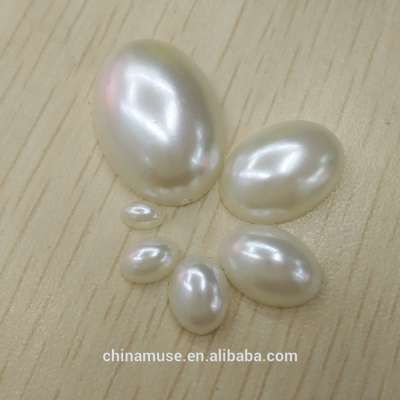 Cheap Price Half Round Flatback Oval Shape ABS Imitation Loose Pearl beads without holes in diferent 7 sizes