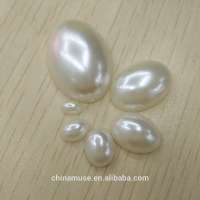 Cheap Price Half Round Flatback Oval Shape ABS Imitation Loose Pearl beads without holes in diferent 7 sizes