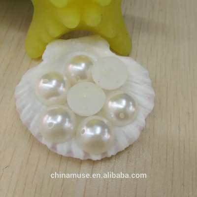 Cheap Price Half Round Flatback Shape ABS Imitation Loose Pearl beads with straight holes in diferent 5 sizes