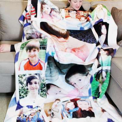 Custom Photo Dropshipping Fleece  Blanket With Logo