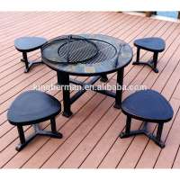 All Weather Outdoor Furniture Patio Metal Barbecue Grill Outdoor Cast Aluminum Dining Table and Chairs